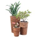 Vintiquewise Wicker Banana Rope Tall Floor Planter with Metal Pot, PK 3 QI003360.3